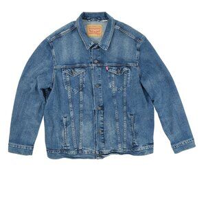 Levi Strauss Jean Jacket Men's XXL Blue Trucker Denim Button Up Retro EUC